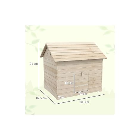 Abri pour canards en bois de sapin avec toit basculant ouvrant, plancher surélevé et rampe pour jardin, cour et plein air (1/5)