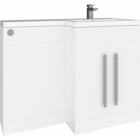 1100mm L Shape RH Vanity Unit White Painting Toilet Unit Flatpack (1/5)