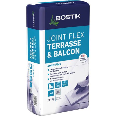 Joint Carrelage Flex Terrasse Bostik 15kg Flexibilité Extrême Pour Extérieur - Bostik