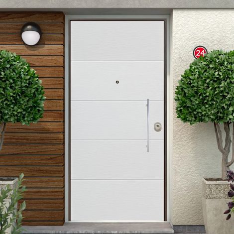 Porta Blindata Bianca per Esterno con Pannello in Vetroresina (1/4)