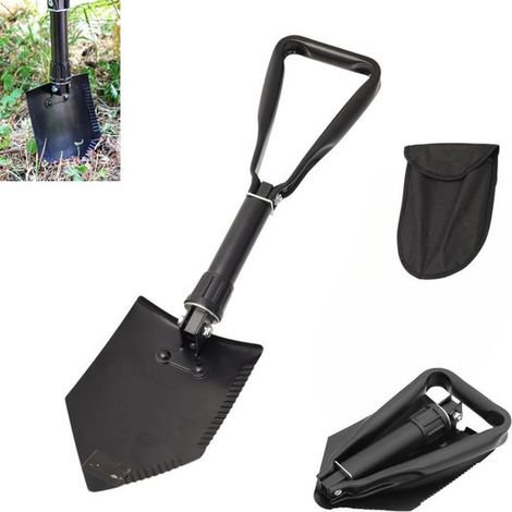 1 pièce - Pelle pliante de pionnier - Pelle pliante - Pelle de pionnier - Pelle-pioche - Noire - Jardin - Plastique/Métal - Pelle - Pelle pliante - Pelle de camping - Pliable (1/5)