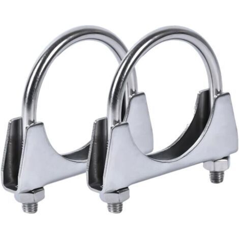 2 Pièces Collier d'échappement Colliers Serrage, Collier Serrage Inox Colliers Serrage Boulon en U, Echappement Tuyau Clips Fixation, pour Tuyau Carbu (1/5)