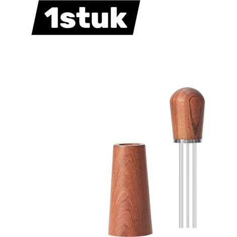 Distributeur de café en acier inoxydable 304 avec 8 broches et support pour espresso et café filtre distribution uniforme du café moulu outil professionnel de barista couleur bois (1/5)