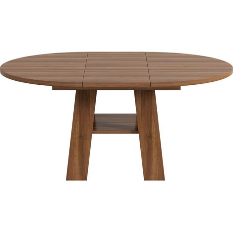 Table à manger 110150 x 100 cm table de salle à manger extensible format extensible 4 à 6 places plateau rond rangement intégré (1/3)