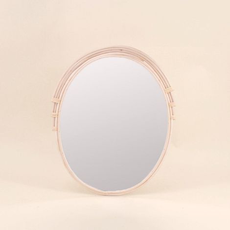 Miroir ovale contour rotin 46x36cm