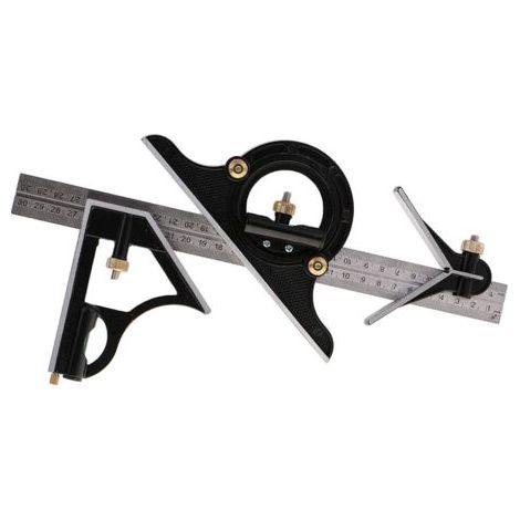 Équerre combinée de 30,5 cm (12 pouces) - Règle de mesure mécanique de haute précision en acier inoxydable - Règle double face pour mesures impériales et métriques (1/5)