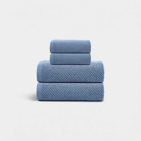 Set asciugamani bagno in cotone 2+2 Nuvella - Azzurro (1/2)