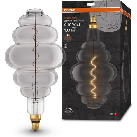 OSRAM Vintage 1906 LED-Lampe mit Smoke-Tönung, 4,8W, 100lm, Bienenstock-Form mit 200mm Durchmesser & E27-Sockel, warmweiße Lichtfarbe, dimmbares Filament, bis zu 15.000 Stunden Lebensdauer (1/2)