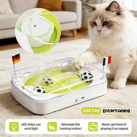 Jouet de terrain de football électrique édition coupe du monde – Jouet interactif à l herbe à chat – Anti ennui pour chat