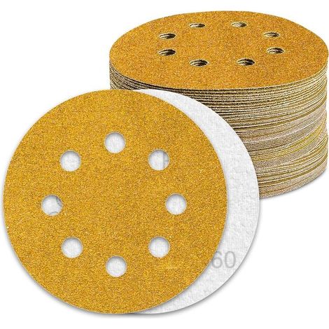 Disque Poncage 125mm Grain 60 Papier Poncer 80pcs Disques Abrasif pour Ponceuse Excentrique Papier de Verre,AAFGVC (1/5)