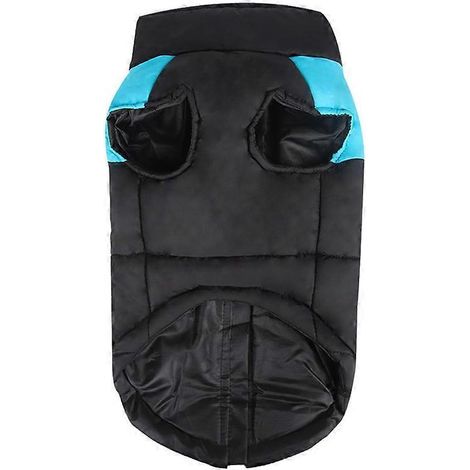 1. Winddichter Winterhundemantel, blauer Schneeanzug mit Farbblockmuster, Hundejacke S