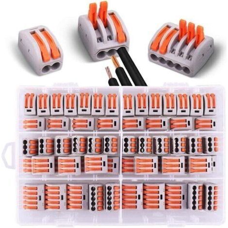 60 connecteurs électriques avec levier de fonctionnement, 30 pinces 2 voies, 20 pinces 3 voies, 10 pinces 5 voie,connecteur de câble,serre-câbles électriques-- (1/5)
