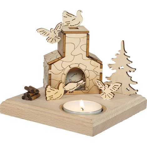 Saico Teelichthalter Drei Haselnüsse für Aschenbrödel 11,5 x 11,5 cm natur