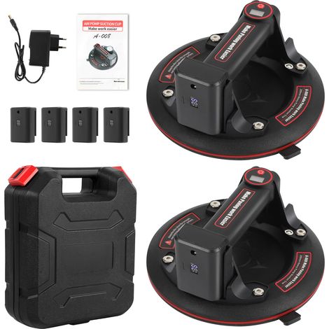 Jiubiaz 2x Elektrischer Saugnapf Elektrischer Saugnäpfe Mit Datendisplay Leistungsstarker Max. 180kg Plattenheber 20cm