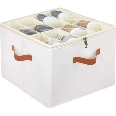 Organisateur de chaussures en tissu beige Armoire de rangement à chaussures réglable avec couvercle transparent, compartiment (1/4)