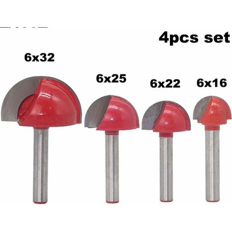 Tige Routeur Core Box Bits CNC Fraise à Rainure Ronde Outils à Bois 16mm/22mm/25mm/32mm(4pcs) (1/3)