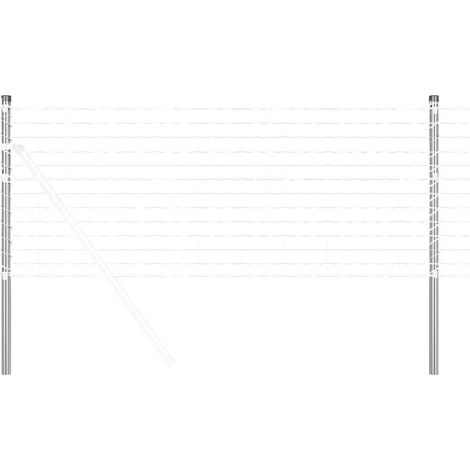 Grillage rouleau，Poteaux de clôture 12 pcs Argent 80 cm Acier peint par poudre