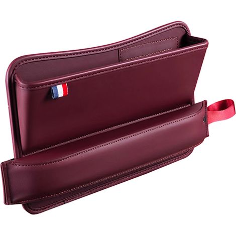 (Rouge) Boîte de rangement multifonctionnelle en cuir pour siège auto, bouchon de rangement pour fente, support de téléphone, accessoire de décoration intérieure (1/5)