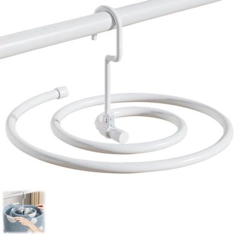 Étendoir spiralé pliable pour linge de lit - idéal pour sécher couettes, draps, serviettes et rideaux - blanc - diamètre 41,8 cm - épaisseur du tube 1,2 cm - longueur du tube 2,2 m (1/5)