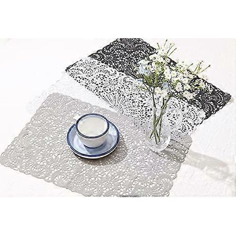 Set de table en dentelle pour cuisine intérieure, film plastique transparent anti-taches, lavable et facile à nettoyer, vinyle PVC 45,7 x 30,5 cm (18 x 12 pouces), 3 couleurs (noir). (1/5)