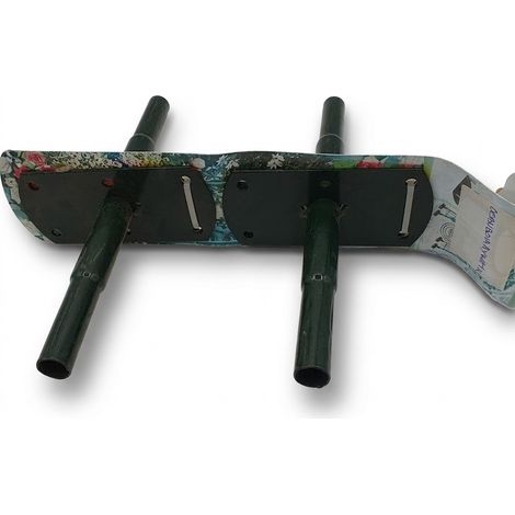 Lot de 2 - DERNBOIA - Supports pour jardinières - Métal vert et noir - Fixation murale ou garde-corps - AYW4TK - Plaques de fixation pré-percées - Sans visserie - Voir photos pour détails (1/2)