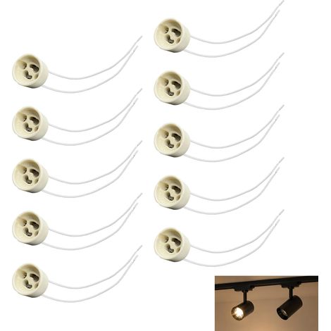 10 Pièces GU10 Douille de Lampe, Support Lampe GU10 avec Câble Silicone 250V pour Ampoules LED et Halogène, Culot Résistant Haute Température, Adaptateur Éclairage Plafond, Spot Encastré, Cuisine (1/5)