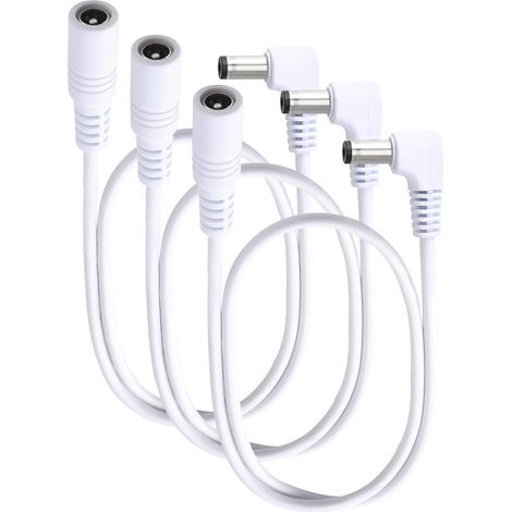 0.5m 5.5x2.1 mm 24V 12V Rallonges d'alimentation DC, Câble D'extension d'alimentation Angle Droit Mâle Femelle 22AWG, pour Caméra Sécurité, Blanc (1/5)