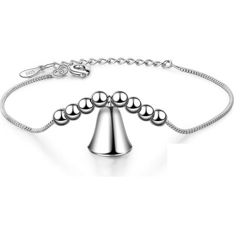 Bracelet en argent sterling 925 avec perles, joli bracelet à petite clochette, cadeau idéal pour femme