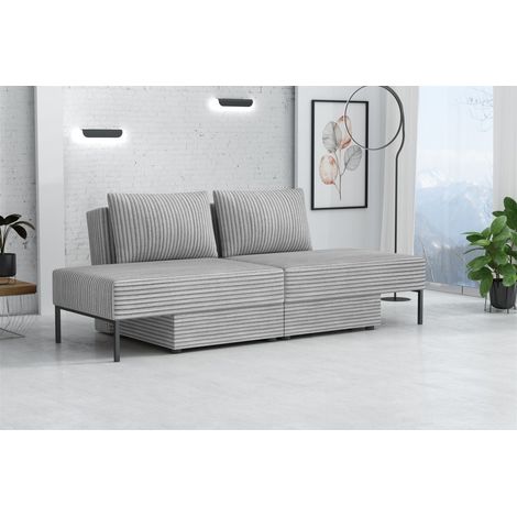 Sofa mit Schlaffunktion GORKA 3in1 – Bett, Liege & Sofa in Stoff Velo Hellgrau (1/5)
