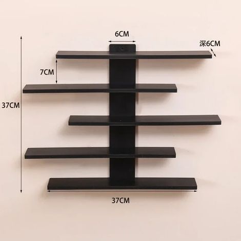 Étagère murale réglable à 5 niveaux (noire) pour figurines, objets de collection et petits blocs de construction - Rangement et décoration intérieure modernes (1/5)