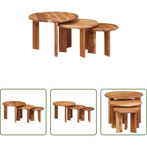 Wohnzimmer Couchtisch - Nesting-Couchtische 3 pcs Braun Massivholz Akazie (1/5)