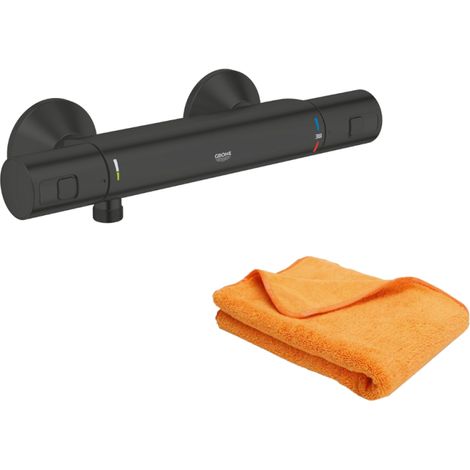 Mitigeur de douche thermostatique GROHE Precision Start noir mat + chiffonnette