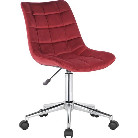 Chaise de bureau pivotant Medford en Velours avec Hauteur ajustable et Roulettes Rouge (1/5)