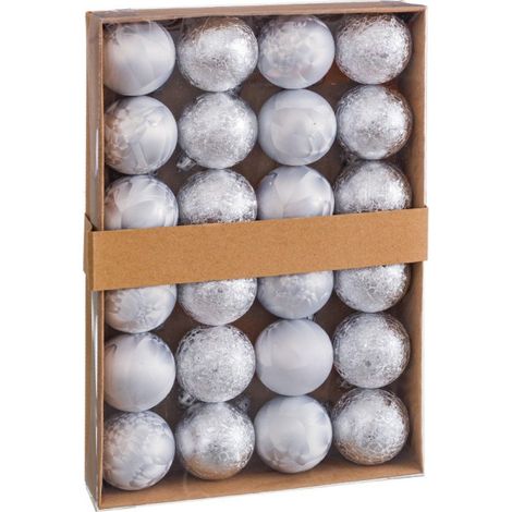 Set de 24 boules de Noël argentées - 4cm (1/3)