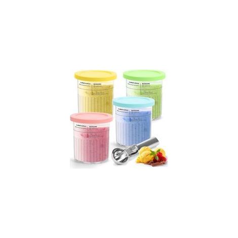 800-ml-Behälter für Ninja Creamy Deluxe, 4-teiliges Behälterset für Ninja Creamy NC500 und NC501EU Eismaschinen, Zubehör mit Deckeln, BPA-frei, spülmaschinenfest (1/5)