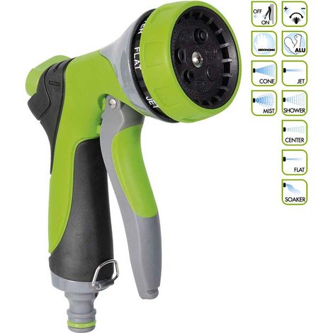 Pistola a doccia Verdemax per irrigazione in alluminio 7 getti Verde [9513] (1/3)