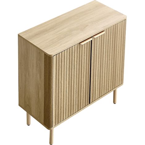 Mophorn Aparador de 2 estantes, diseño retro, ideal para salón, entrada o cocina, 80x37,5x80 cm, acabado en roble, incluye herrajes de seguridad y patas ajustables, perfecto para almacenar cafeteras (1/5)