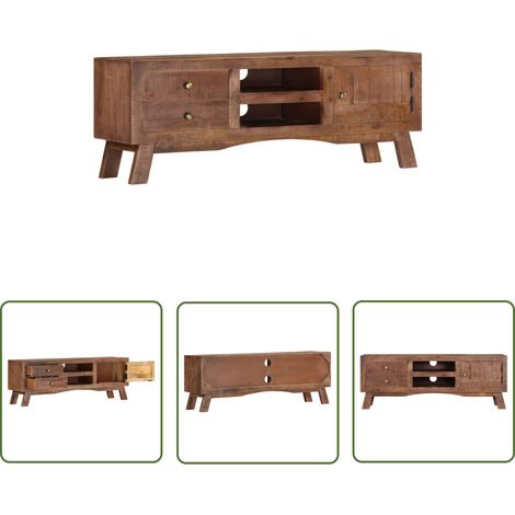 The Living Store Meuble TV 110x30x40 cm Bois de manguier brut - Meubles Tv - Meuble Tv - Meuble Tv En Bois - Meubles Tv En Bois - Rangement Tv (1/5)