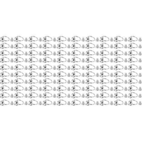 100 Sachets de Rivets Moine avec Anneaux de Tirage 8mm Cuivre Brillant Double Boucle pour Sacs Vêtements Chaussures DIY Argent (1/5)