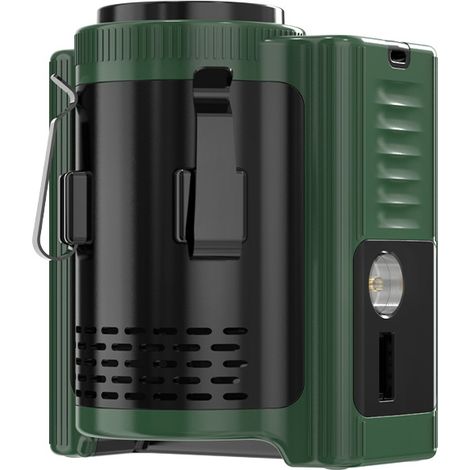 Ventilateur de taille extérieur rechargeable USB (vert) 10 000 mAh - Batterie longue durée - Avec lumière LED - Compact et portable (1/5)