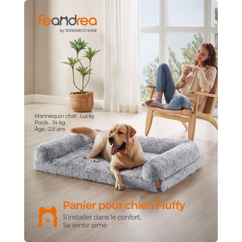 FluffyHug Panier pour Chien, Canapé pour Chiot, Taille XL, pour Chiens de Taille Moyenne et Grande, en Mousse Alvéolée, avec Housse Amovible Lavable, 106 x 76 x 16 cm, Gris Ombré (1/5)