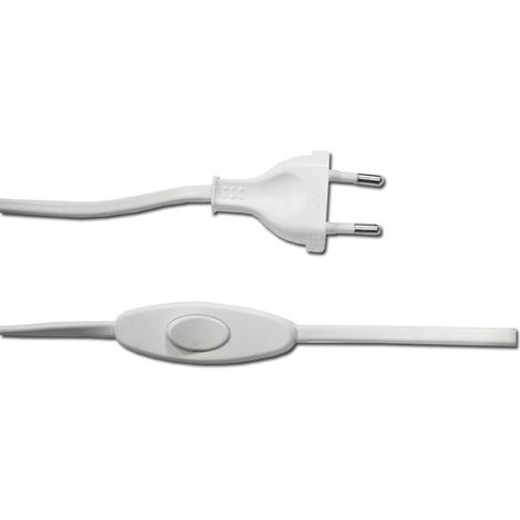 Collegamento con interruttore 3A 1,5 m 2x0,75 mm tubo piatto bianco EDM