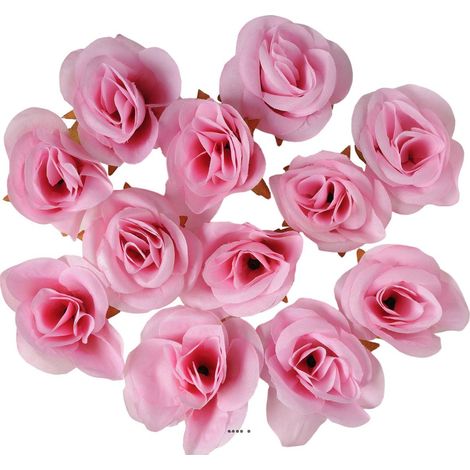 têtes de rose Artificielle x12 Rose Tendre D4 50 cm pour Boule de rose - couleur: Rose soutenu