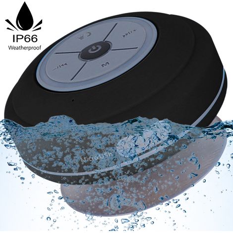 Enceinte de douche LED Bluetooth résistante à l'eau, radio FM, lecteur de carte TF, boutons de commande intégrés, fonction mains libres, ventouse puissante. Idéale pour une utilisation intérieure et e