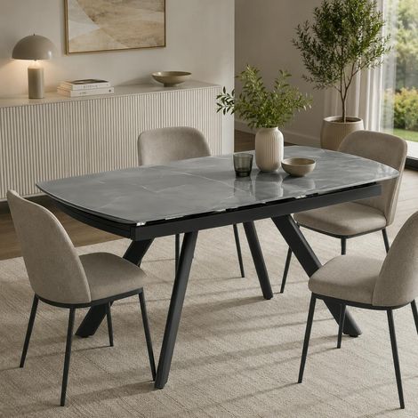 Table extensible céramique grise marbrée 140-210 cm LORA