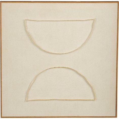 Décoration Murale Carrée Beige avec Relief Demi-Cercles Style Minimaliste 60 x 60 cm - PANGIVO (1/5)