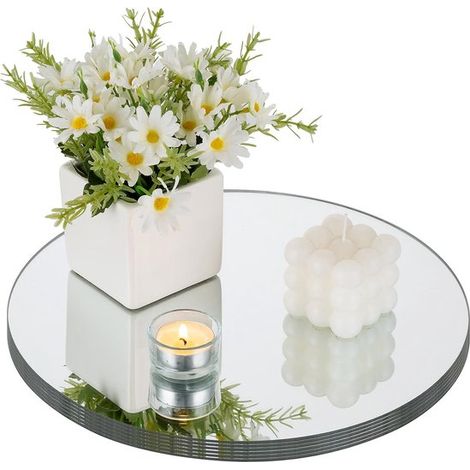 Assiettes rondes en verre miroir – 20 cm (Lot de 3) Bols ronds, plateaux à bougies, dessous de verre ronds Décoration de table et décoration de mariage Décoration intérieure (1/2)