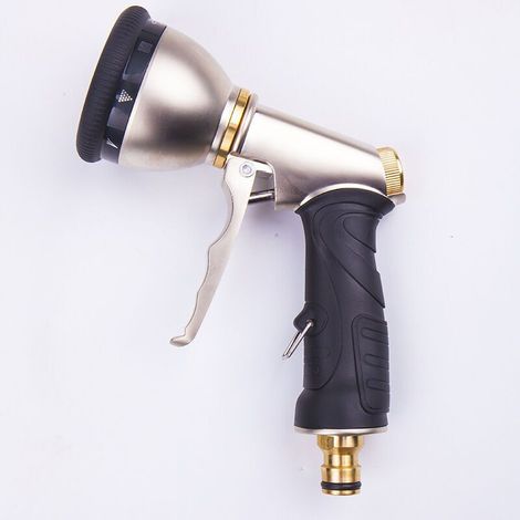 Pistolet à eau de lavage de voiture multifonctionnel galvanoplastie 9 fonctions arrosage jardin forêt pulvérisation alliage de zinc haute pression tête de pistolet à eau (1/5)