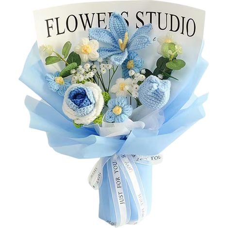 1 bouquet de fleurs au crochet, tulipes roses et marguerites, décoration intérieure durable, idéal Saint-Valentin et fête des mères (1/5)