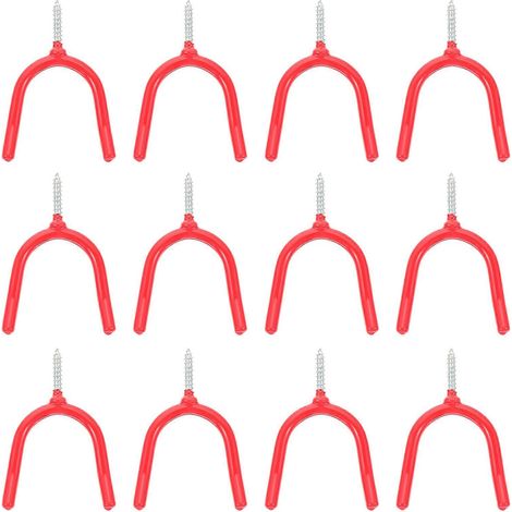 Lot de 16 crochets à visser robustes en forme de Y pour le rangement dans le garage – Supports muraux multifonctionnels avec revêtement antidérapant pour outils et équipements sportifs (1/4)